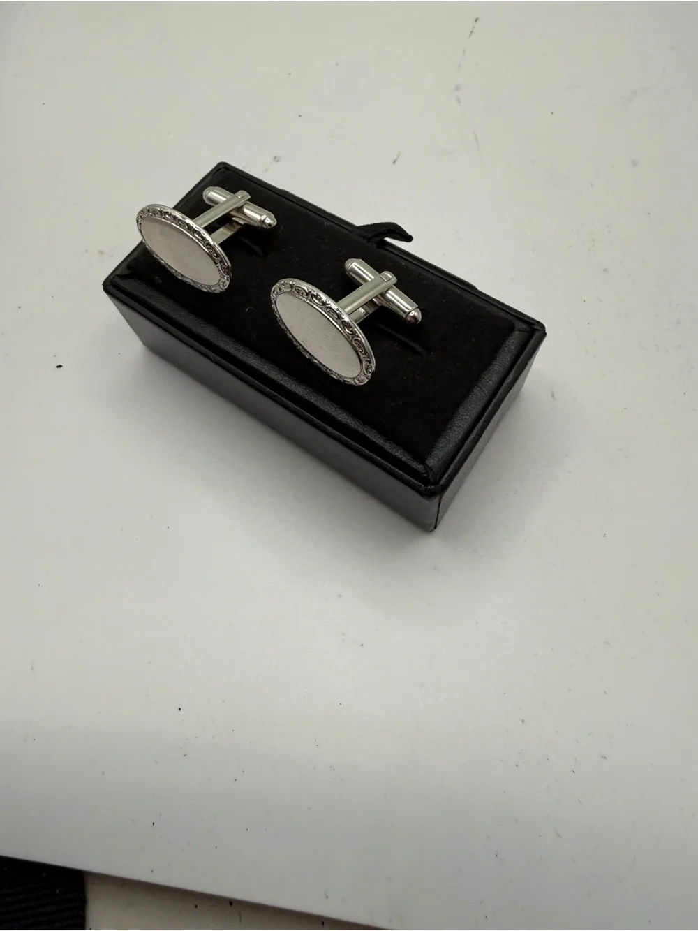 Silver Oval Cufflinks for Men - Classic Formal Accessory